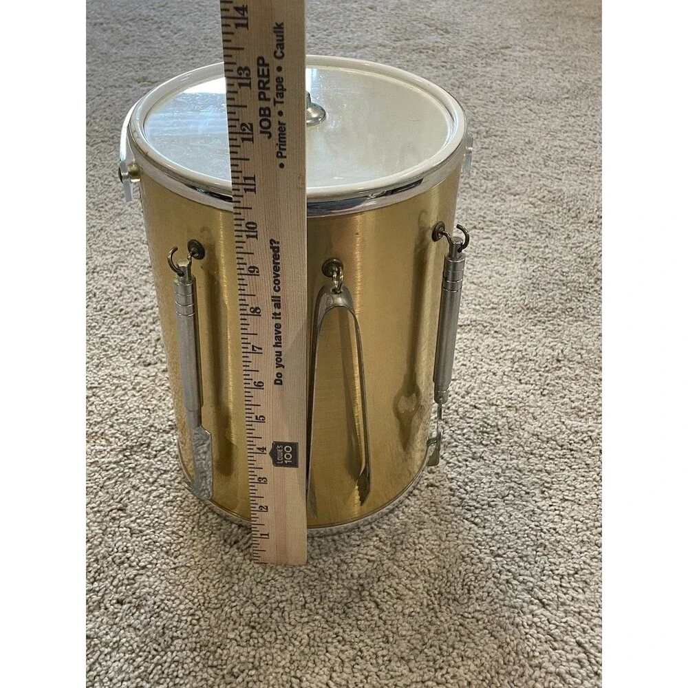 Ice Bucket Brushed Gold Silver Clear Lucite Handle & Lid 3 Tools‎ Box Vintage